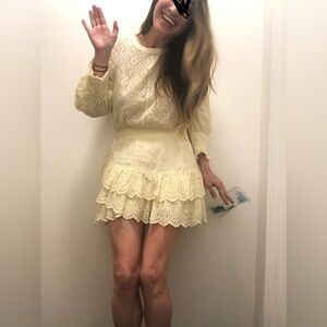 LoveShackFancy Lorelei Butter Yellow Eyelet Lace Dress, Small, NWOT